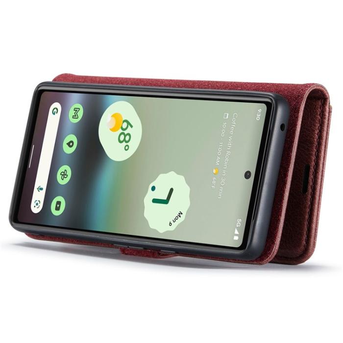 DG.MING - DG.MING Google Pixel 6a Plånboksfodral Detachable 2-in-1 Äkta Läder - Röd