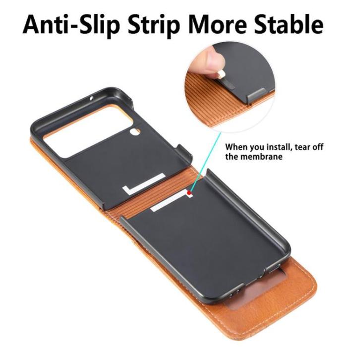 A-One Brand - Galaxy Z Flip 4 Plånboksfodral Portable Folding - Brun