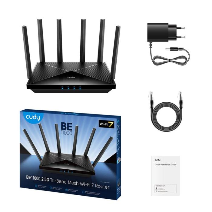CUDY - CUDY Wi-Fi Router WR11000 WF7 BE11000 Tri-Band 2.5g