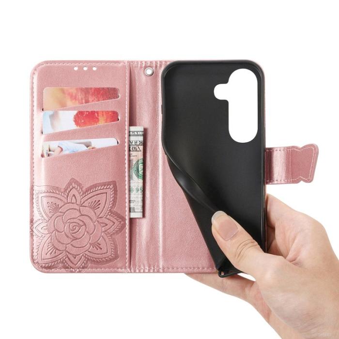 OEM - Plånboksfodral för Samsung Galaxy S26 Plus Konstläder med rem - Roséguld
