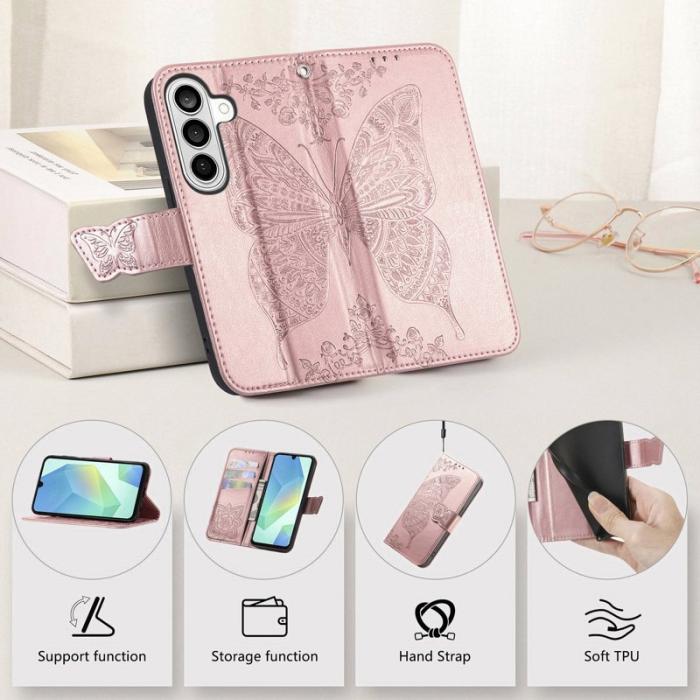 OEM - Plånboksfodral för Samsung Galaxy S26 Plus Konstläder med rem - Roséguld