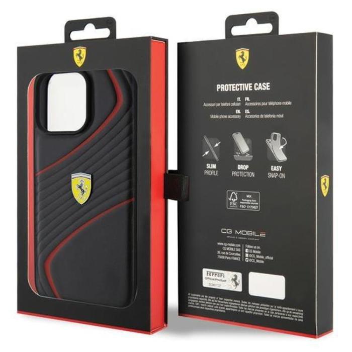 Ferrari - Ferrari iPhone 15 Pro Max Mobilskal Twist Metal Logo - Svart