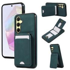 OEM - Mobilfodral f&ouml;r Samsung Galaxy S26 Plus Kickstand Kortfack Konstl&auml;der + TPU Gr&ouml;n