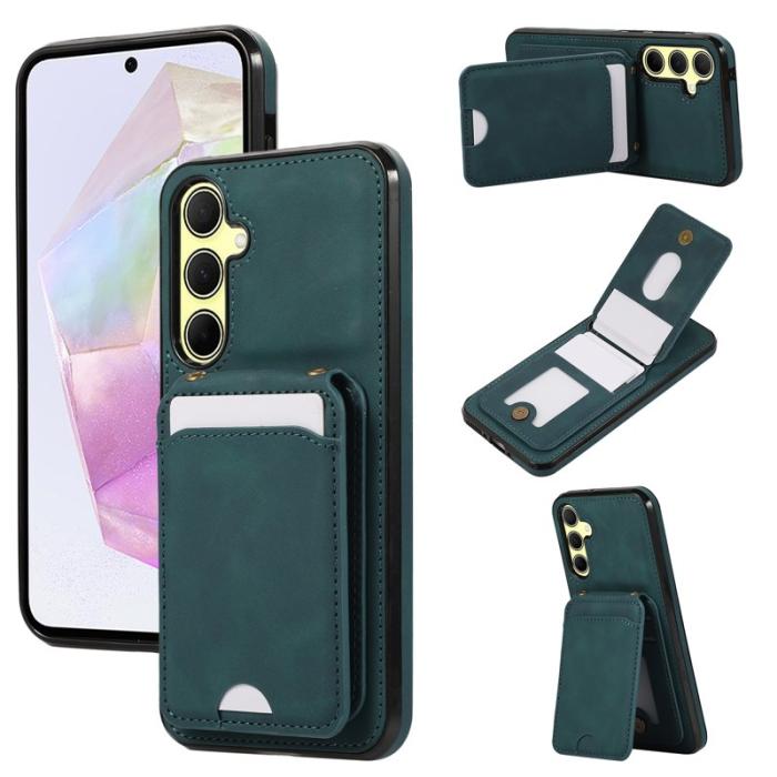 OEM - Mobilfodral för Samsung Galaxy S26 Plus Kickstand Kortfack Konstläder + TPU Grön