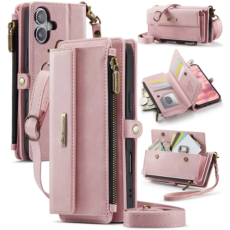 Caseme iPhone 16 Plus Plånboksfodral RFID Blocking Zipper - Rosa | 2353 | AlltMobil