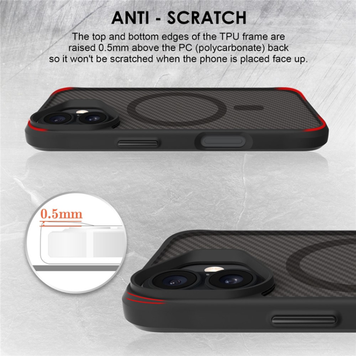 A-One Brand - iPhone 17 Mobilskal MagSafe Carbon Fiber Texture - Svart