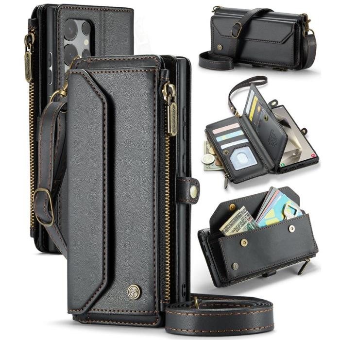 Caseme - CASEME Plånboksfodral Konstläder för Samsung Galaxy S24 Ultra - Svart