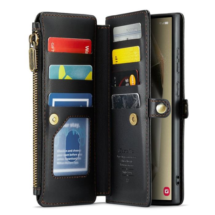 Caseme - CASEME Plånboksfodral Konstläder för Samsung Galaxy S24 Ultra - Svart