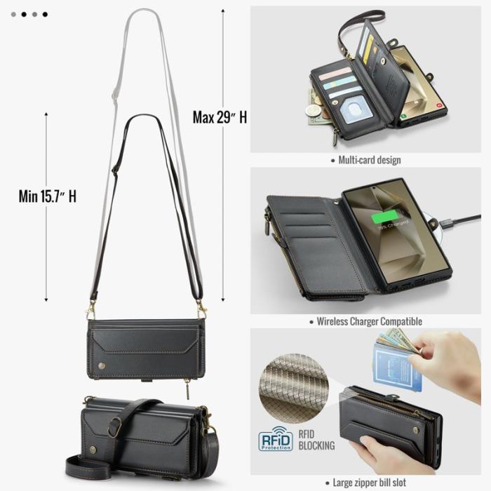 Caseme - CASEME Plånboksfodral Konstläder för Samsung Galaxy S24 Ultra - Svart