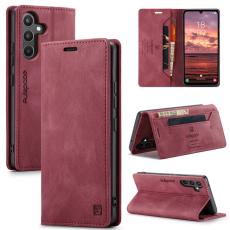 AUTSPACE - AUTSPACE Wallet Fodral Samsung Galaxy A34 5G - KonstL&auml;der - R&ouml;d