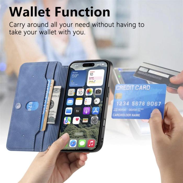 CASENEO - CASENEO iPhone 16 Pro Plånboksfodral Konstläder - Blå
