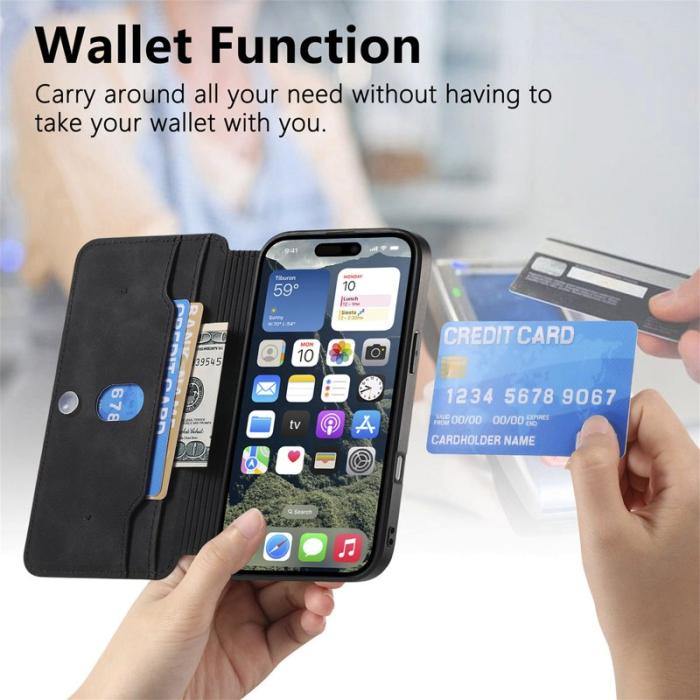 CASENEO - CASENEO iPhone 16 Pro Plånboksfodral Konstläder - Svart