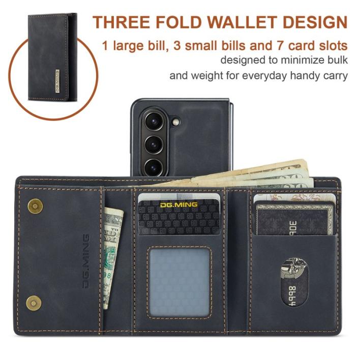 DG.MING - DG.MING Magnetiskt Avtagbart Plånboksfodral Samsung Galaxy Z Fold5 Svart