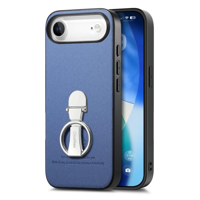 CASENEO - D.G Ming iPhone Air Fodral Fällbart Ställ Twill Konstläder - Blå
