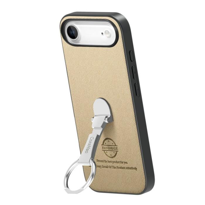 CASENEO - D.G Ming iPhone Air Fodral Fällbart Ställ Twill Konstläder - Khaki