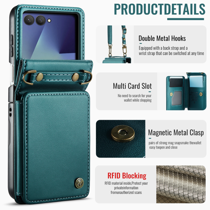 Caseme - CASEME Galaxy Z Flip 7 Plånboksfodral RFID Blocking C22 - Grön