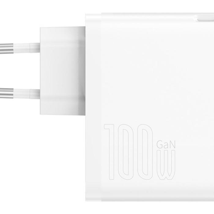 BASEUS - Baseus GaN Väggladdare USB Till Typ-C 100W - Vit