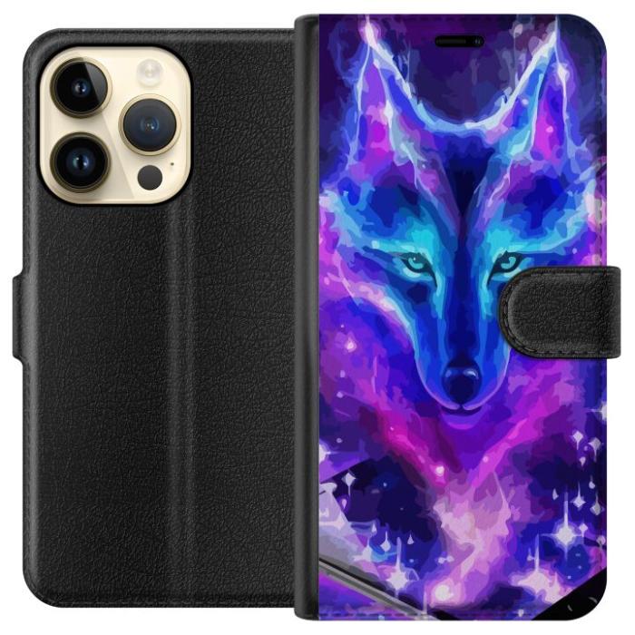 iSecrets - Plånboksfodral till Apple iPhone 15 Pro med Neon Varg