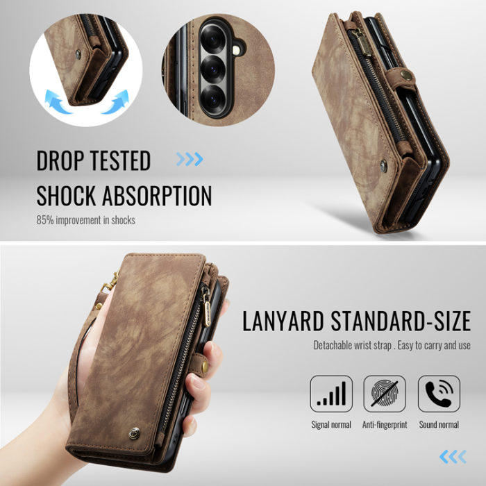 Caseme - CASEME Galaxy Z Fold 7 Plånboksfodral Med Rem - Brun