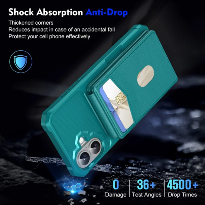 A-One Brand - iPhone 17 Mobilskal Magsafe Korthållare Detachable - Grön