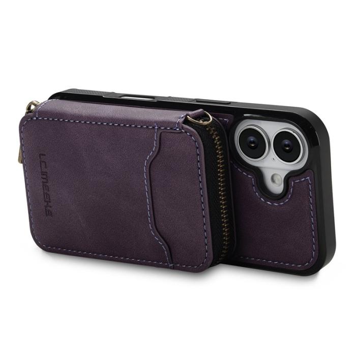 LC.imeeke - LC.IMEEKE L6 iPhone 16 Plus Plånboksfodral Konstläder - Lila
