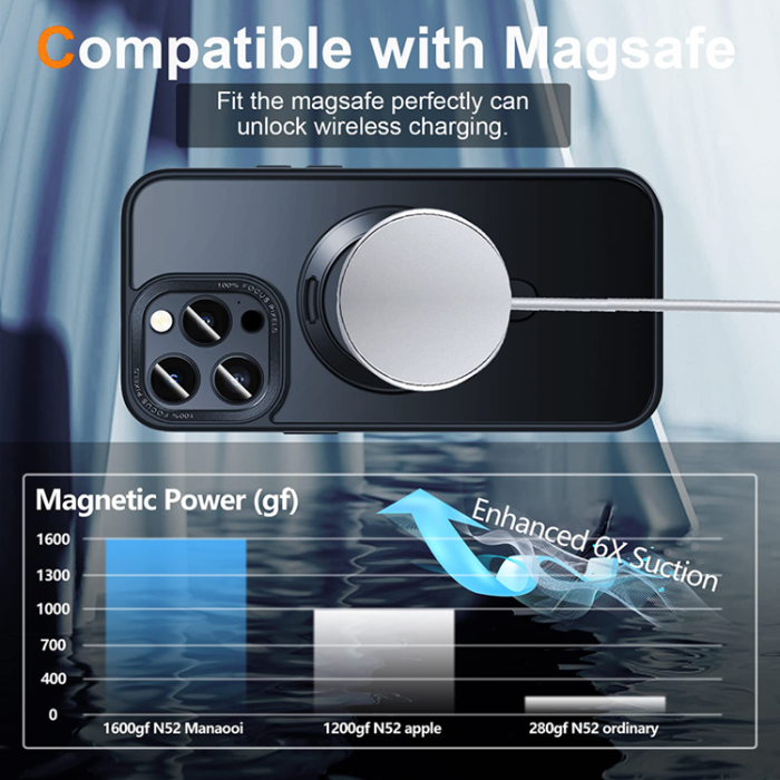 OEM - iPhone 14 Plus Mobilskal Magsafe Ringhållare Kickstand - Svart