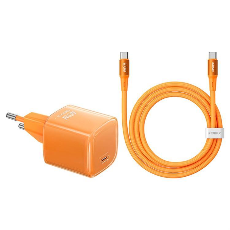 REMAX Väggladdare 60W 1xUSB-C med USB-C Kabel CA-26(C60W) - Orange | 505295 | AlltMobil