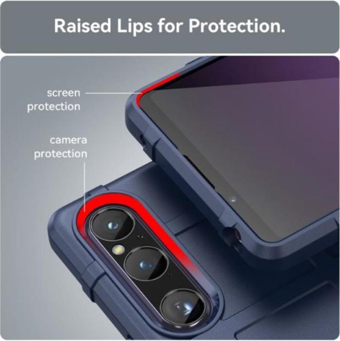 A-One Brand - Sony Xperia 1 V Mobilskal Rugged Square Grid - Blå