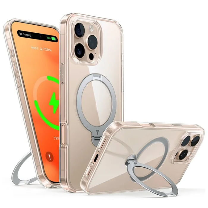 Torras - Torras iPhone 16 Pro Max Mobilskal Magsafe Ringhållare - Transparent