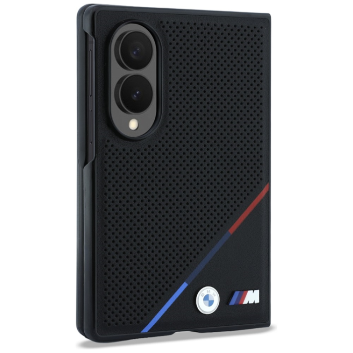 BMW - BMW Mobilskal För Galaxy Z Fold 8 MagSafe M Läder Tricolor Stripe - Svart