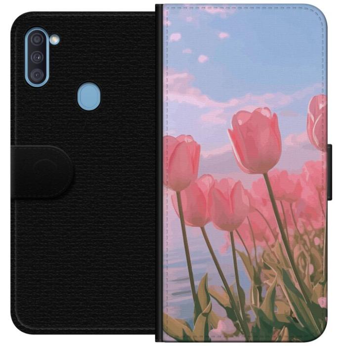 iSecrets - Plånboksfodral till Samsung Galaxy A11 med Rosa Tulpaner