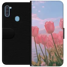Gustaf - Pl&aring;nboksfodral till Samsung Galaxy A11 med Rosa Tulpaner