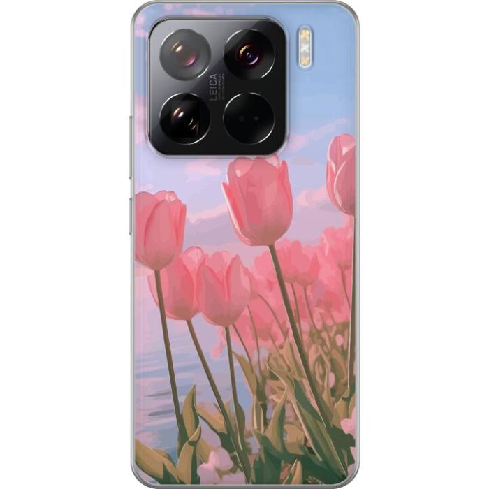 iSecrets - Genomskinligt Skal kompatibel med Xiaomi 15 Pro med Rosa Tulpaner