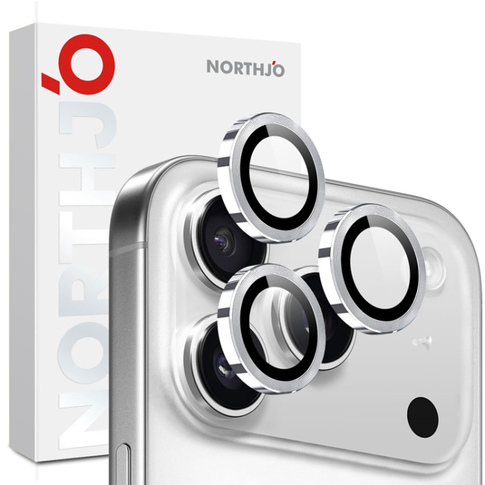 NORTHJO - Northjo iPhone 17 Pro/17 Pro Max Härdat Glas Kameraskydd - Silver