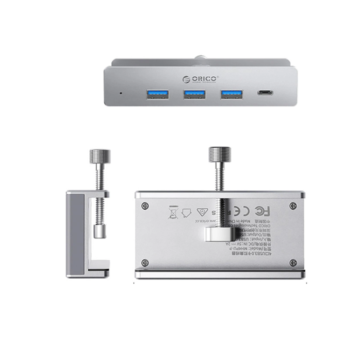 ORICO - Orico Hubklämma-monterad 3xUSB-A 3.0, 1xUSB-C 3.0 - Silver