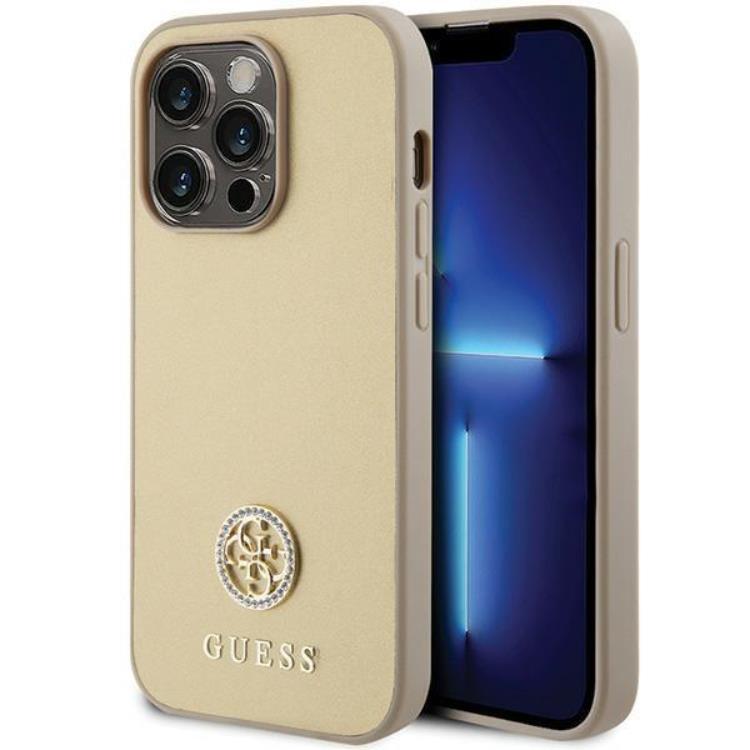Guess Mobilskal till iPhone 15 Pro Max Strass Metal Logo - Guld | 2353 | AlltMobil