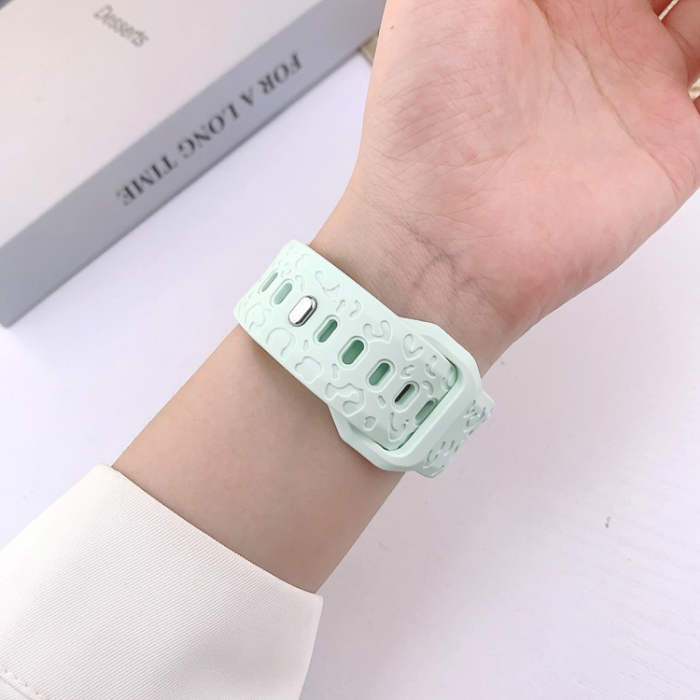 A-One Brand - Apple Watch (38/40/41mm) Armband Leopard Texture - Grön