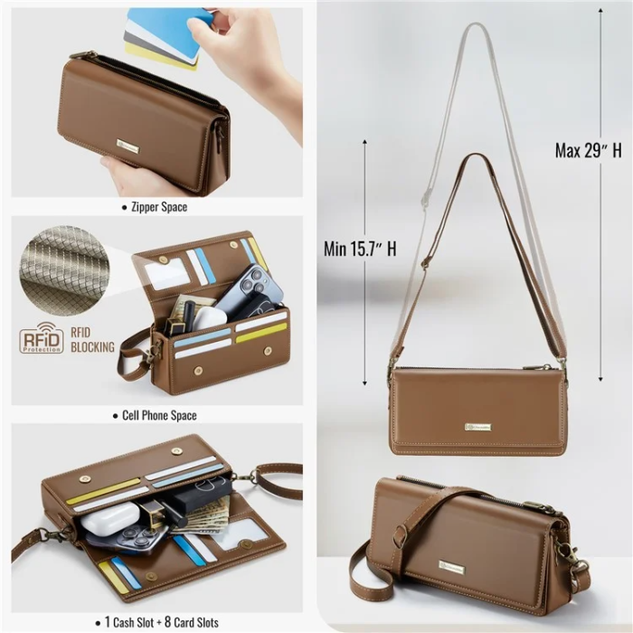 Caseme - CASEME Crossbody Väska RFID Blocking Me30 Max Läder - Brun