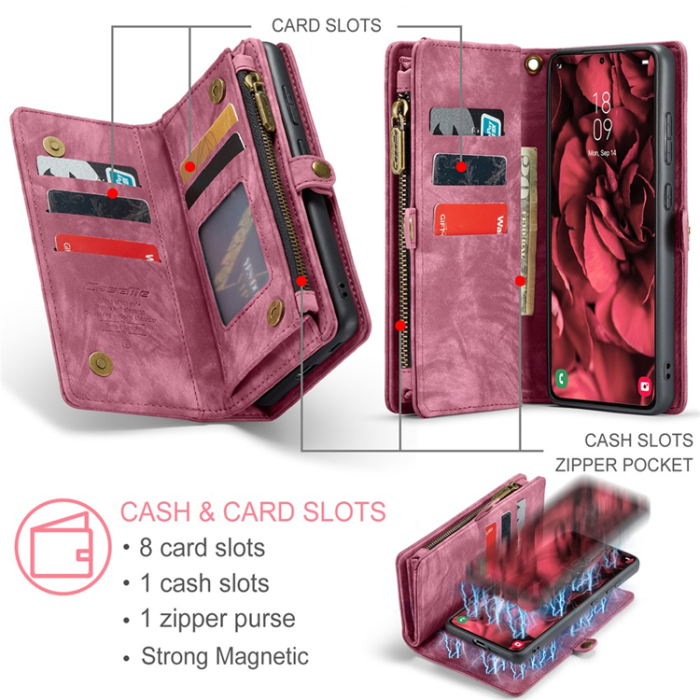 Caseme - CASEME Galaxy S25 Plus Ultra Plånboksfodral Med Rem - Röd