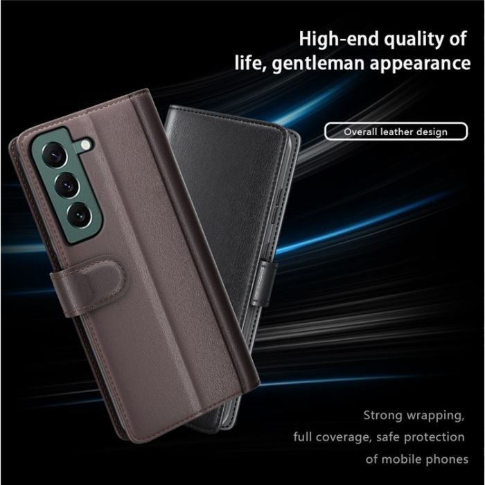 A-One Brand - Galaxy S23 Plus Plånboksfodral Äkta Läder - Brun