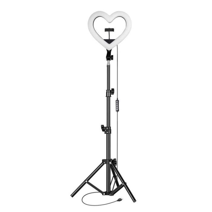 OEM - LED Ring lamp Heart 12 tum med hållare till mobil