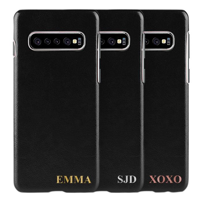 TheMobileStore - Designa själv - Galaxy S10 konstläder skal - SVART