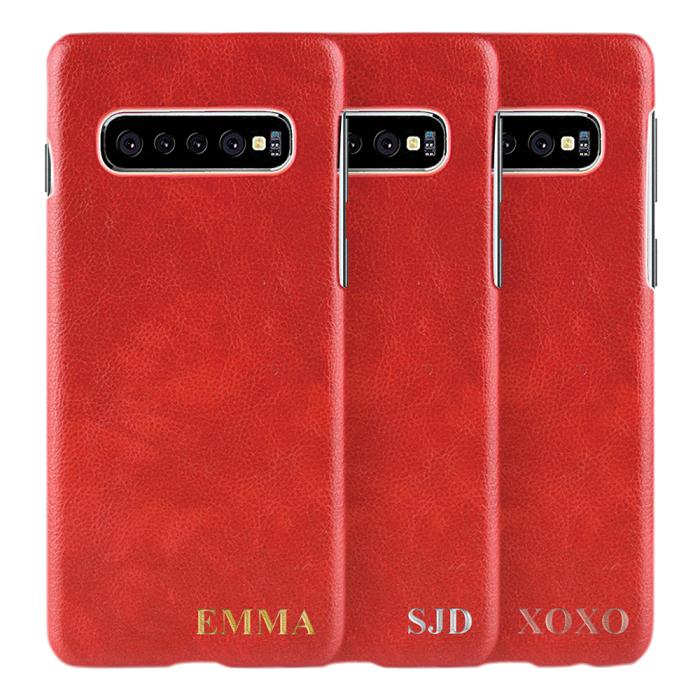 TheMobileStore - Designa själv - Galaxy S10 konstläder skal - RÖD