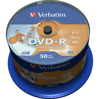 Verbatim DVD-R, 16x, 4,7GB/120min, 50-pack spindel, AZO, printable