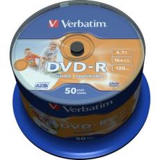 UTGATT5 - Verbatim DVD-R, 16x, 4,7GB/120min, 50-pack spindel, AZO, printable