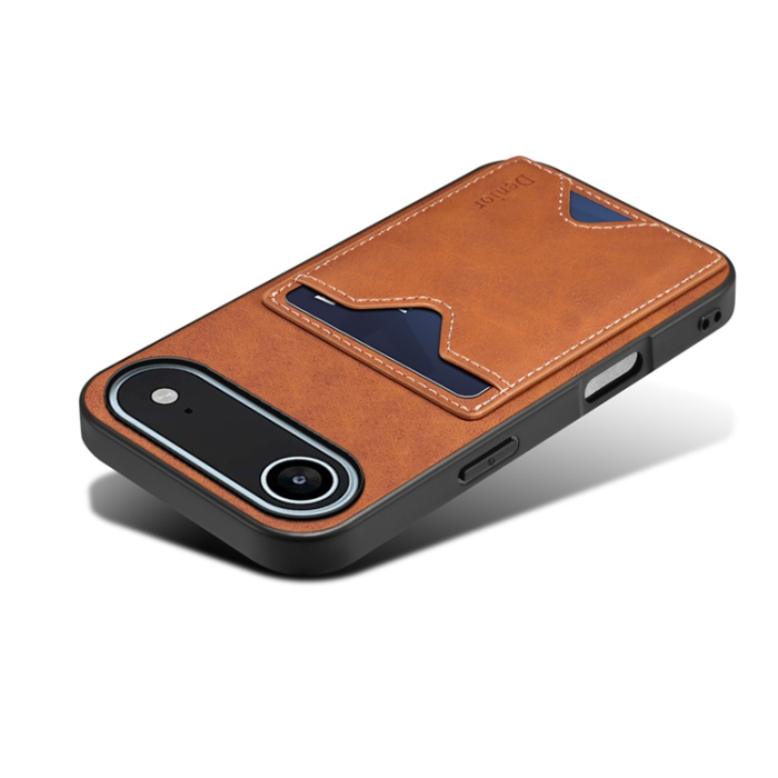 DENIOR - DENIOR iPhone Air Mobilskal Kickstand Korthållare - Brun