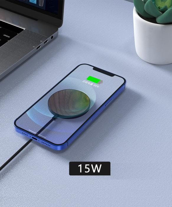 UTGATT1 - Magnetisk Magsafe Trådlös laddare i trä - Brun