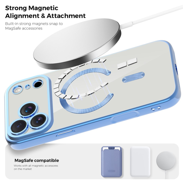 A-One Brand - iPhone 17 Pro Max Mobilskal MagSafe Korthållare TPU + PC - Blå