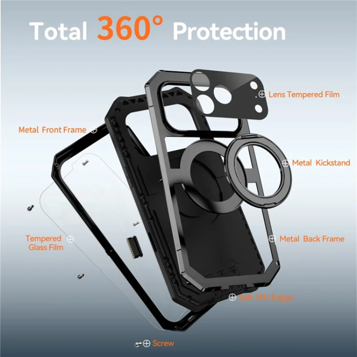 R-JUST - R-JUST iPhone 17 Pro Max Mobilskal Magsafe Kickstand