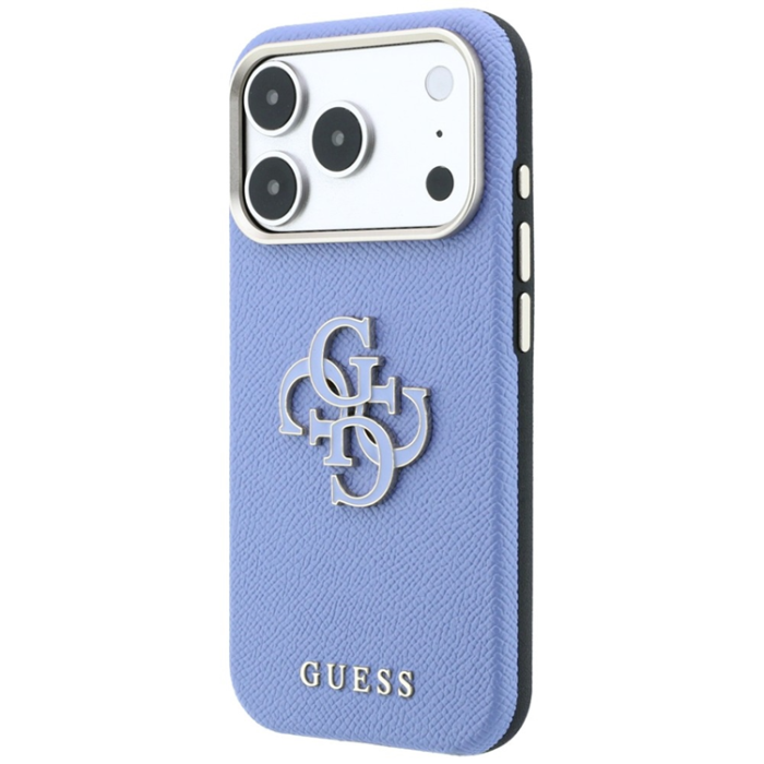 Guess - Guess Mobilskal För iPhone 18 Pro/17 Pro Grained & Big Resin Logo - Blå